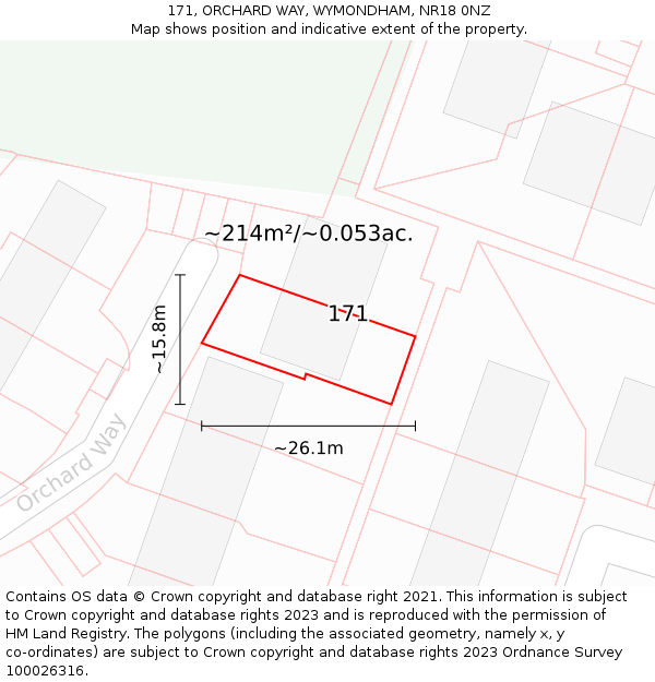 171, ORCHARD WAY, WYMONDHAM, NR18 0NZ: Plot and title map
