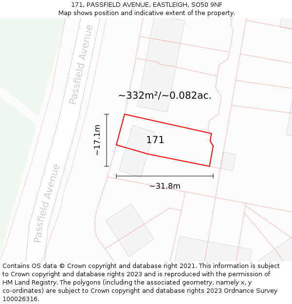 171, PASSFIELD AVENUE, EASTLEIGH, SO50 9NF: Plot and title map