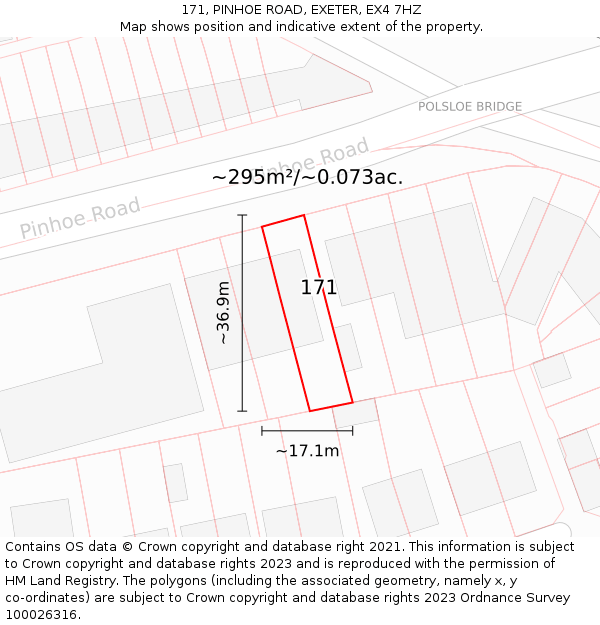 171, PINHOE ROAD, EXETER, EX4 7HZ: Plot and title map
