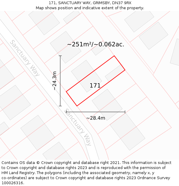 171, SANCTUARY WAY, GRIMSBY, DN37 9RX: Plot and title map