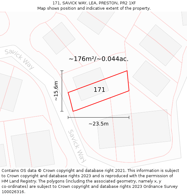 171, SAVICK WAY, LEA, PRESTON, PR2 1XF: Plot and title map