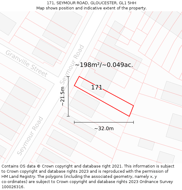 171, SEYMOUR ROAD, GLOUCESTER, GL1 5HH: Plot and title map