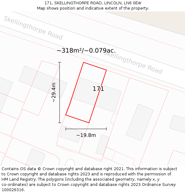 171, SKELLINGTHORPE ROAD, LINCOLN, LN6 0EW: Plot and title map