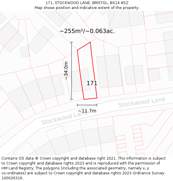 171, STOCKWOOD LANE, BRISTOL, BS14 8SZ: Plot and title map