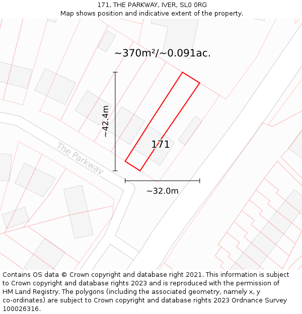 171, THE PARKWAY, IVER, SL0 0RG: Plot and title map