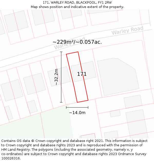 171, WARLEY ROAD, BLACKPOOL, FY1 2RW: Plot and title map