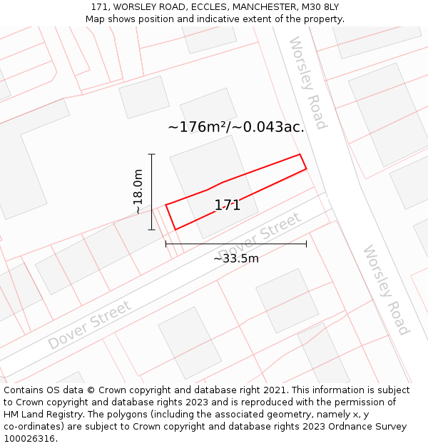 171, WORSLEY ROAD, ECCLES, MANCHESTER, M30 8LY: Plot and title map