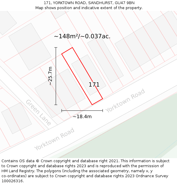 171, YORKTOWN ROAD, SANDHURST, GU47 9BN: Plot and title map