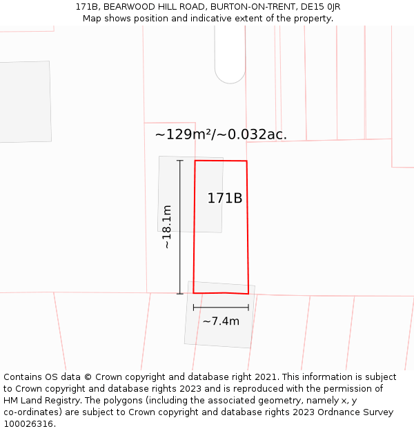 171B, BEARWOOD HILL ROAD, BURTON-ON-TRENT, DE15 0JR: Plot and title map