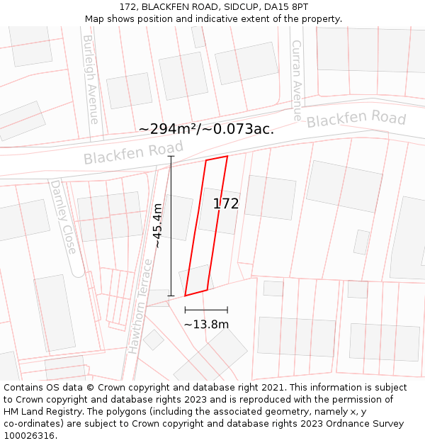 172, BLACKFEN ROAD, SIDCUP, DA15 8PT: Plot and title map