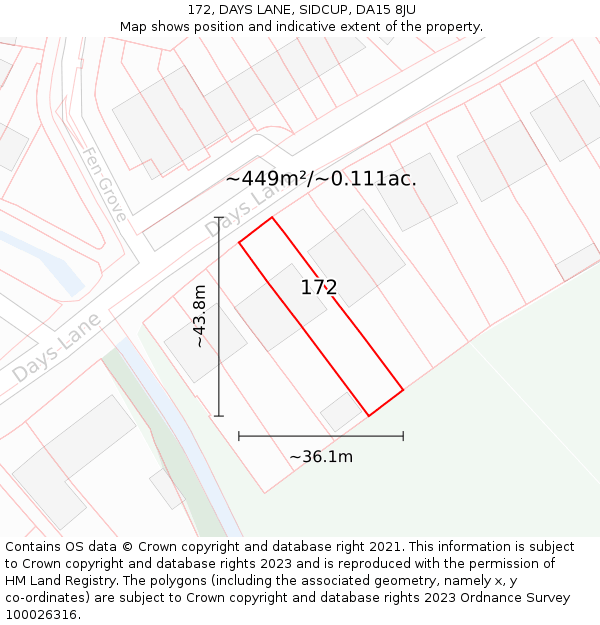 172, DAYS LANE, SIDCUP, DA15 8JU: Plot and title map