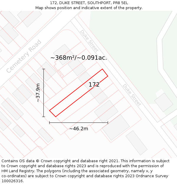172, DUKE STREET, SOUTHPORT, PR8 5EL: Plot and title map