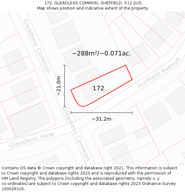 172, GLEADLESS COMMON, SHEFFIELD, S12 2US: Plot and title map