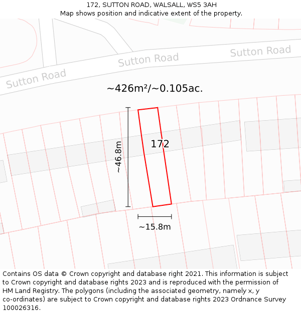 172, SUTTON ROAD, WALSALL, WS5 3AH: Plot and title map