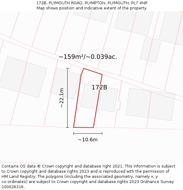 172B, PLYMOUTH ROAD, PLYMPTON, PLYMOUTH, PL7 4NR: Plot and title map
