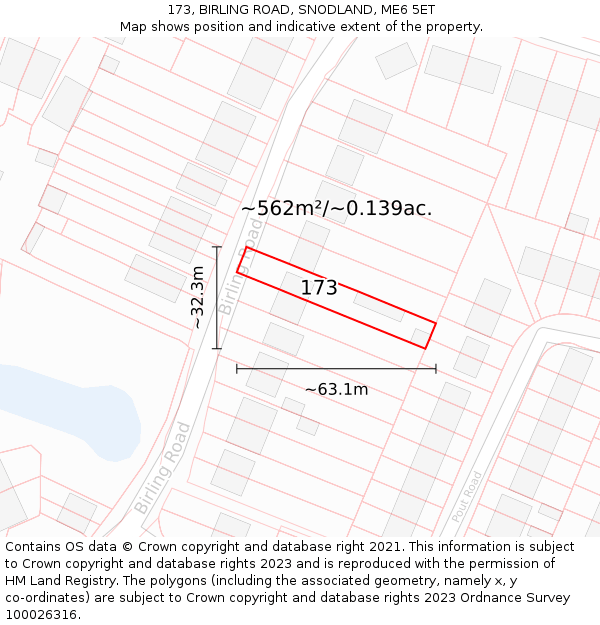 173, BIRLING ROAD, SNODLAND, ME6 5ET: Plot and title map