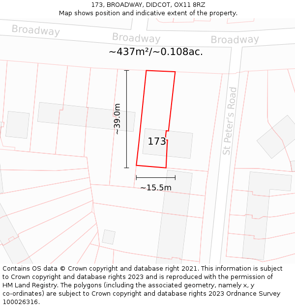 173, BROADWAY, DIDCOT, OX11 8RZ: Plot and title map