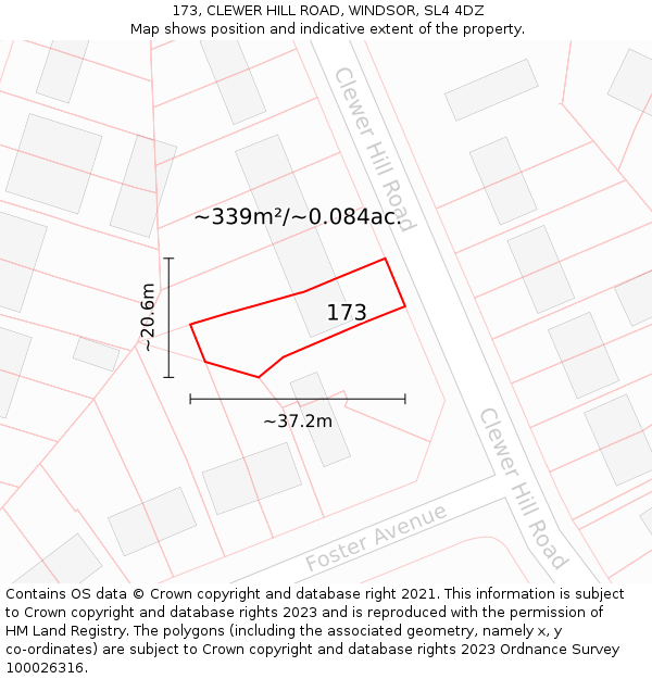 173, CLEWER HILL ROAD, WINDSOR, SL4 4DZ: Plot and title map