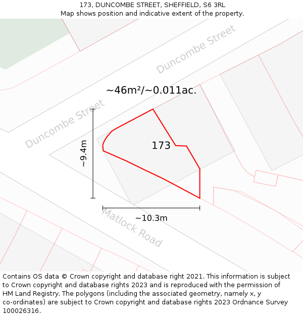 173, DUNCOMBE STREET, SHEFFIELD, S6 3RL: Plot and title map