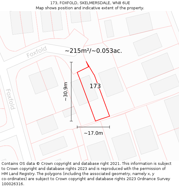 173, FOXFOLD, SKELMERSDALE, WN8 6UE: Plot and title map