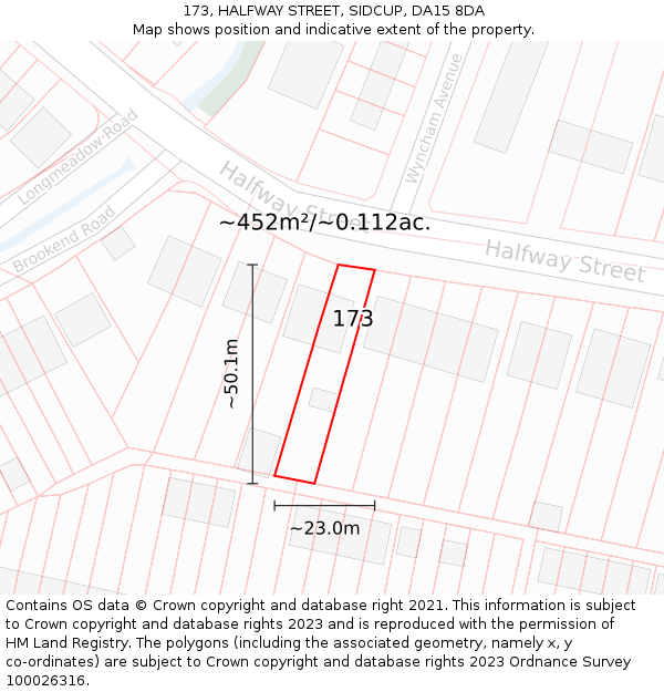 173, HALFWAY STREET, SIDCUP, DA15 8DA: Plot and title map