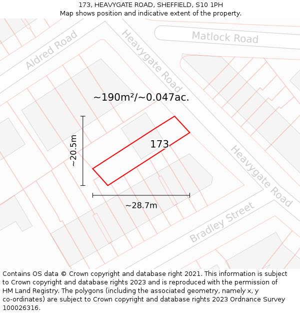 173, HEAVYGATE ROAD, SHEFFIELD, S10 1PH: Plot and title map