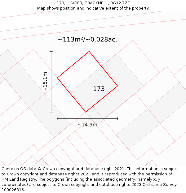 173, JUNIPER, BRACKNELL, RG12 7ZE: Plot and title map