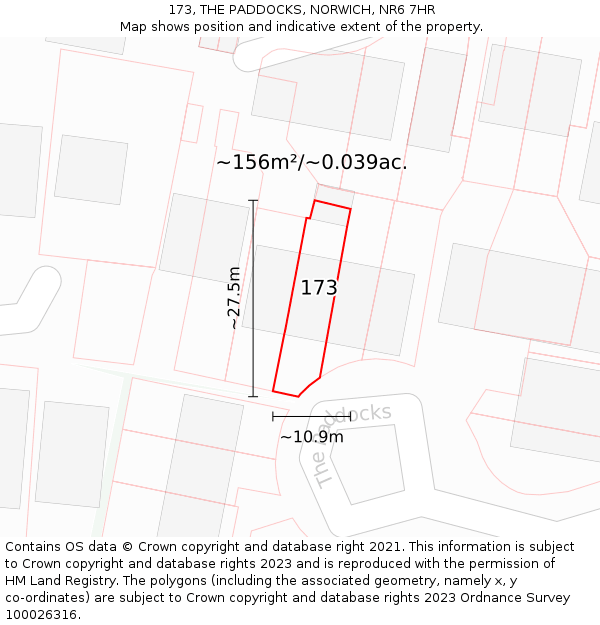 173, THE PADDOCKS, NORWICH, NR6 7HR: Plot and title map