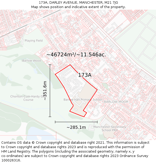173A, DARLEY AVENUE, MANCHESTER, M21 7JG: Plot and title map