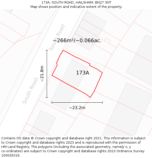 173A, SOUTH ROAD, HAILSHAM, BN27 3NT: Plot and title map