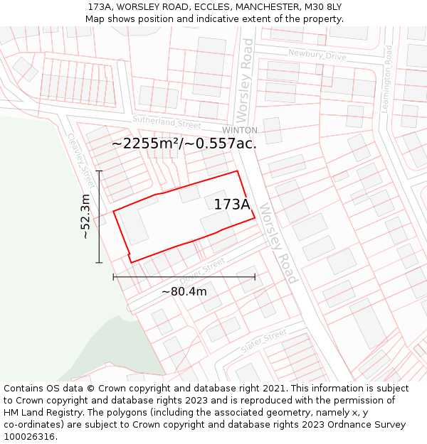173A, WORSLEY ROAD, ECCLES, MANCHESTER, M30 8LY: Plot and title map