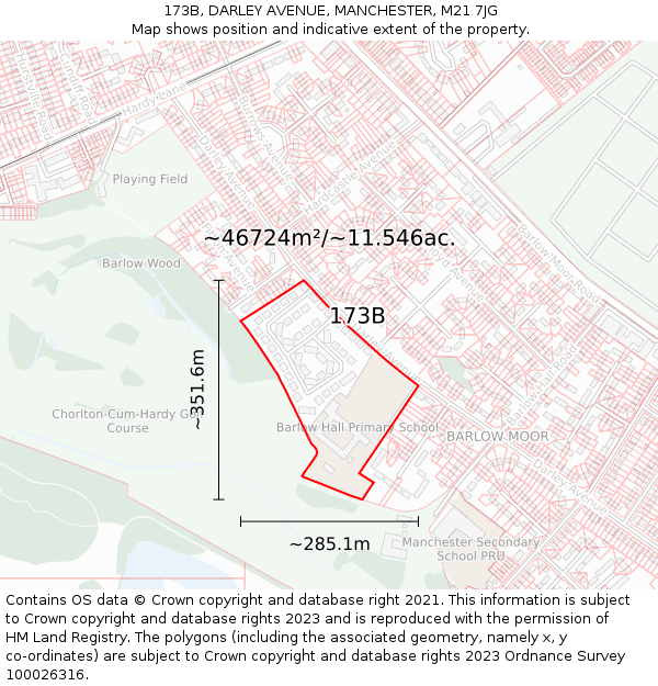 173B, DARLEY AVENUE, MANCHESTER, M21 7JG: Plot and title map