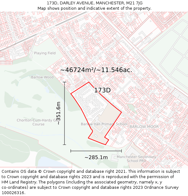 173D, DARLEY AVENUE, MANCHESTER, M21 7JG: Plot and title map
