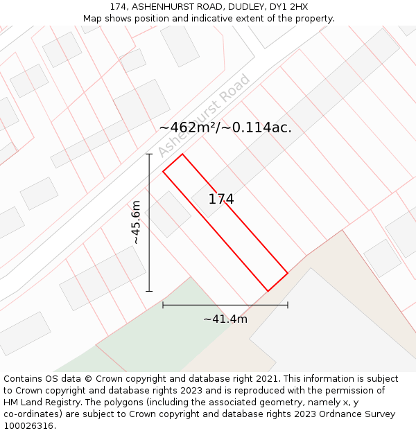 174, ASHENHURST ROAD, DUDLEY, DY1 2HX: Plot and title map