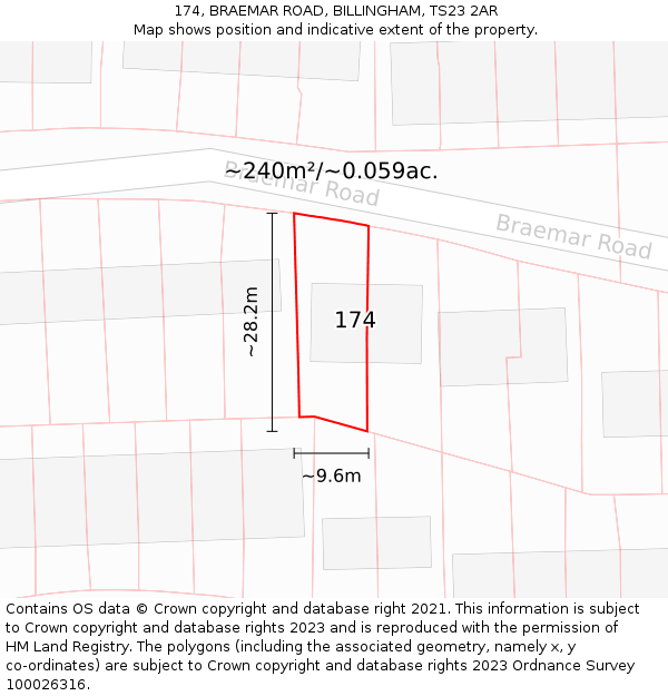 174, BRAEMAR ROAD, BILLINGHAM, TS23 2AR: Plot and title map