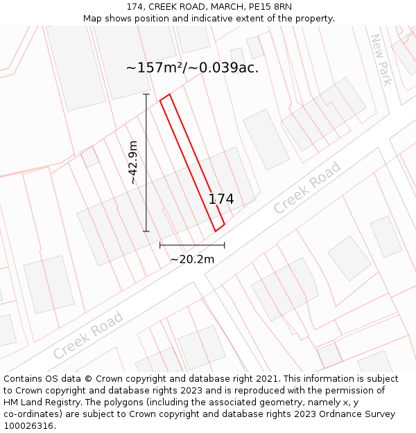 174, CREEK ROAD, MARCH, PE15 8RN: Plot and title map