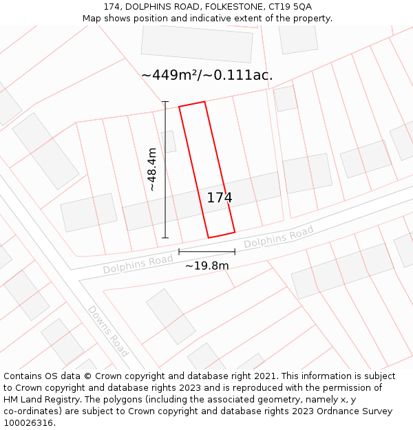 174, DOLPHINS ROAD, FOLKESTONE, CT19 5QA: Plot and title map