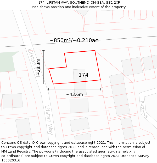 174, LIFSTAN WAY, SOUTHEND-ON-SEA, SS1 2XF: Plot and title map