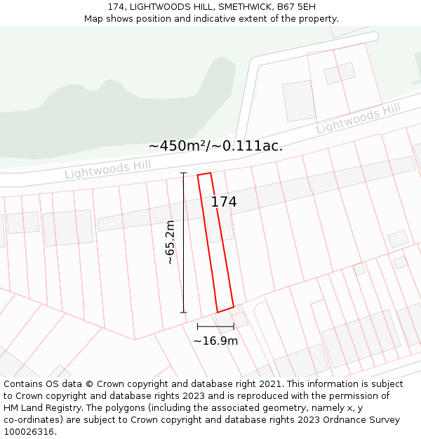 174, LIGHTWOODS HILL, SMETHWICK, B67 5EH: Plot and title map