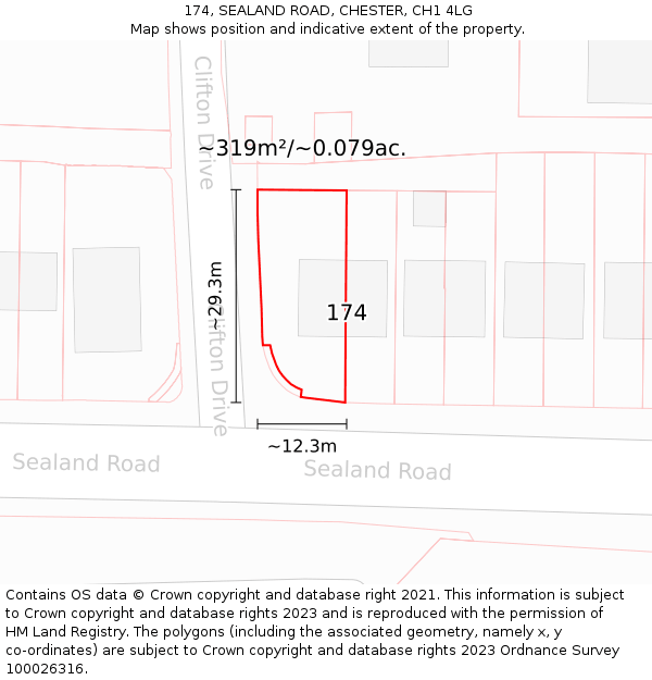 174, SEALAND ROAD, CHESTER, CH1 4LG: Plot and title map
