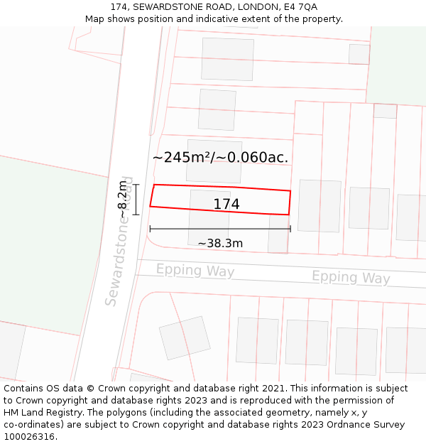 174, SEWARDSTONE ROAD, LONDON, E4 7QA: Plot and title map
