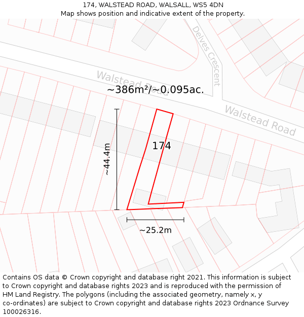 174, WALSTEAD ROAD, WALSALL, WS5 4DN: Plot and title map