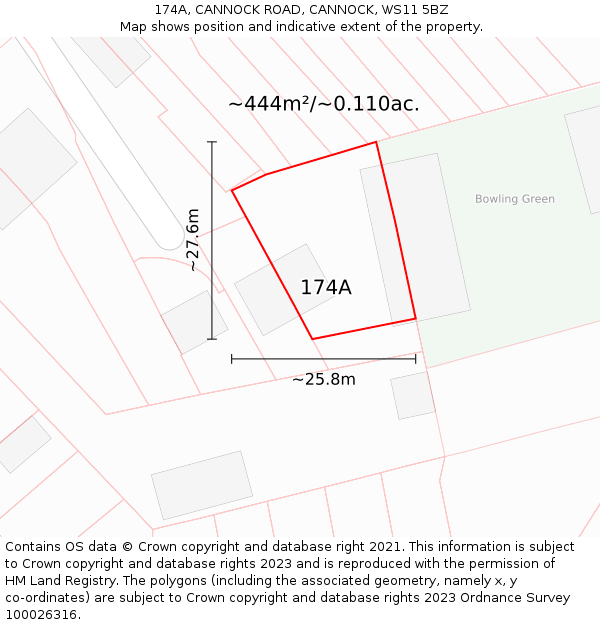 174A, CANNOCK ROAD, CANNOCK, WS11 5BZ: Plot and title map
