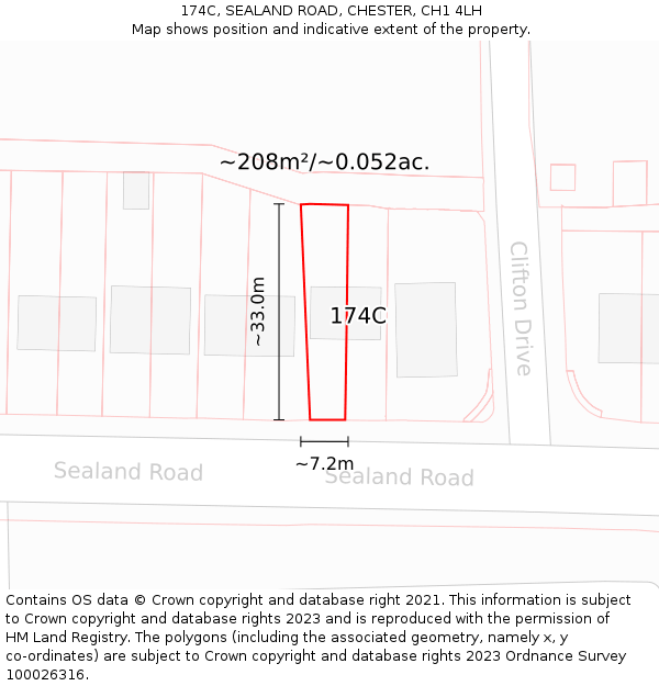 174C, SEALAND ROAD, CHESTER, CH1 4LH: Plot and title map