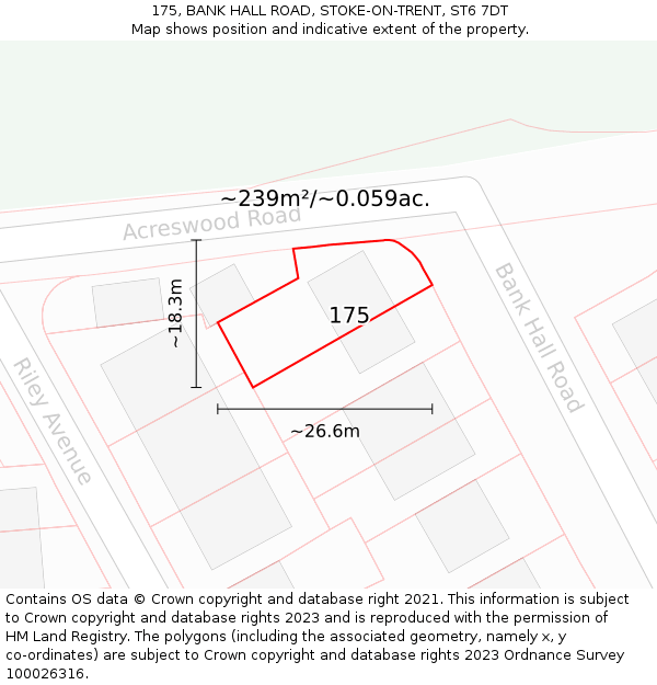 175, BANK HALL ROAD, STOKE-ON-TRENT, ST6 7DT: Plot and title map