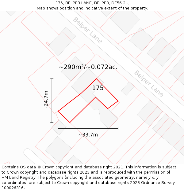 175, BELPER LANE, BELPER, DE56 2UJ: Plot and title map