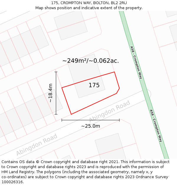 175, CROMPTON WAY, BOLTON, BL2 2RU: Plot and title map