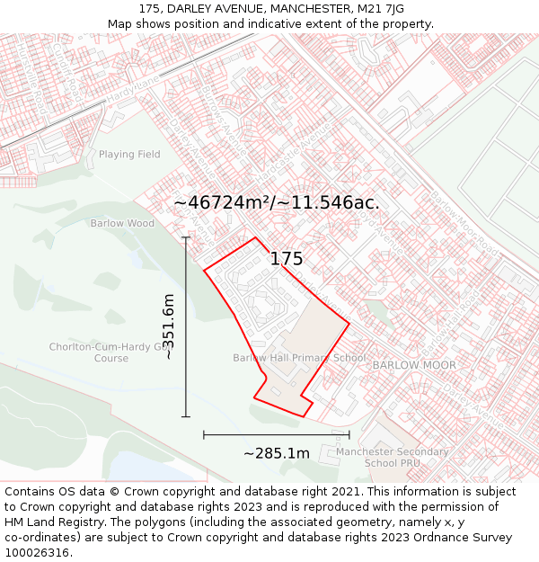175, DARLEY AVENUE, MANCHESTER, M21 7JG: Plot and title map