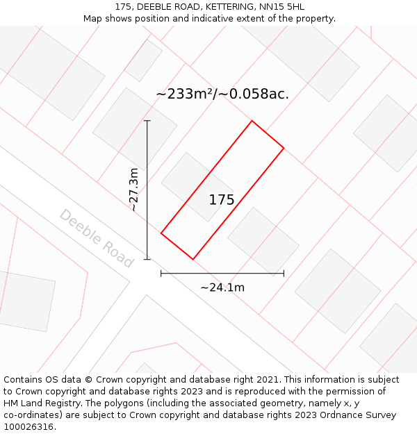 175, DEEBLE ROAD, KETTERING, NN15 5HL: Plot and title map