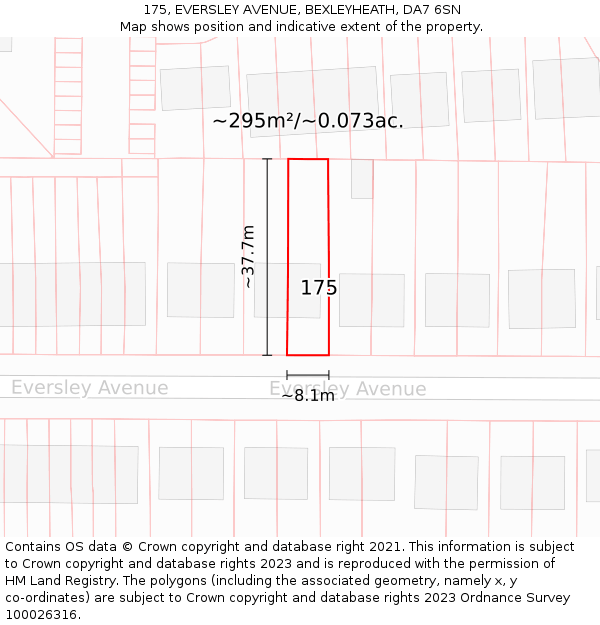 175, EVERSLEY AVENUE, BEXLEYHEATH, DA7 6SN: Plot and title map